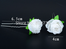 6PCS Beauty Wedding Bridal White Rose Flower Crystal Rhinestone Hair Pin Hair Clip Women Accessory Jewelry