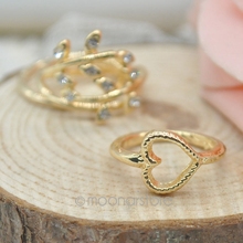 4 Pcs Fashion Design Vogue Silver Gold Sweetheart Tree Leaf Leaves Nail Band Mid Finger Ring
