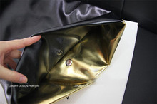 Large designer Women handbag Metallic Fold Over Clutch Gold Silver Leatherette Envelop IT BAG