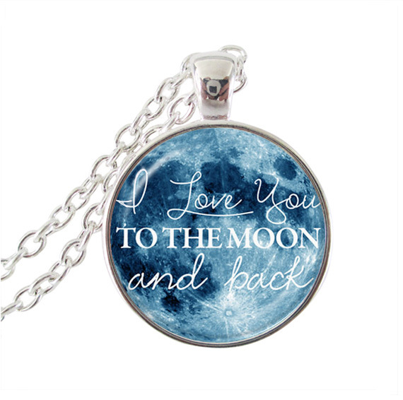 new 2015 hot sale Love You To The Moon And Back Love Quote Necklace Gift Idea
