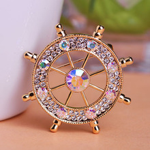 Perfecto Fashion Masculino Wedding Bijuterias Brand Anchor Men Brooch Pins Shiny Austrian Crystal Broaches Opal Women