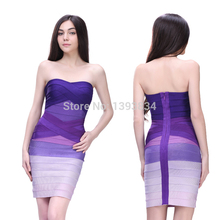 2014 Direct Selling Natural Women flower girl dresses Ombre Strapless Rayon Bandage Dress Wholesale Ladies Party