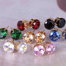 ERZC269 Women’s gifts Austrian crystal Clear/Multicolor Crystal Allergy Free Ear gold palted Studs Earrings