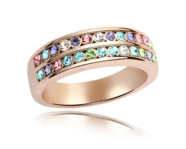 Multicolored Alliances Of Marriage Ring Made With Swarovski Elements Austrian Crystal Rose Gold Plate Bulk Cheap