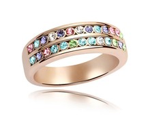 Multicolored Alliances Of Marriage Ring Made With Swarovski Elements Austrian Crystal Rose Gold Plate Bulk Cheap Jewelry RJZ0043