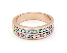 Multicolored Alliances Of Marriage Ring Made With Swarovski Elements Austrian Crystal Rose Gold Plate Bulk Cheap