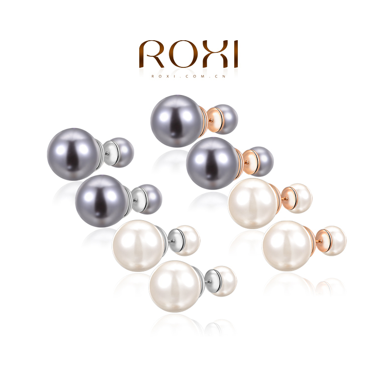 ROXI Christmas Gift Fashion Jewelry Rose Gold Plated Statement Pearls Stud Earrings For Women Party Wedding
