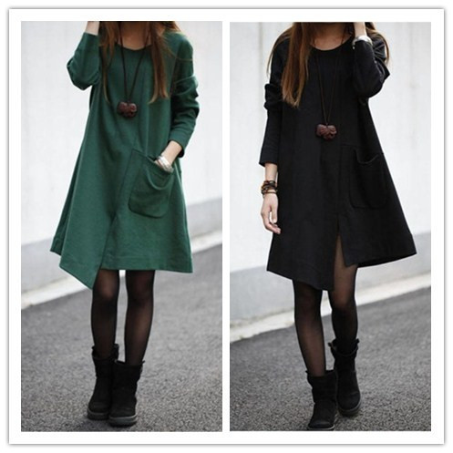 XL-2014-Spring-Autumn-Women-Long-sleeve-Irregular-Dress-Large-Size ...