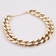 1pcs Free Shipping Fashion Wide Chain Necklace Braided Metal Statement Choker Necklaces for Women Jewelry Silver