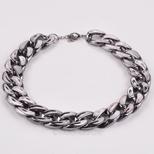 1pcs Free Shipping Fashion Wide Chain Necklace Braided Metal Statement Choker Necklaces for Women Jewelry Silver