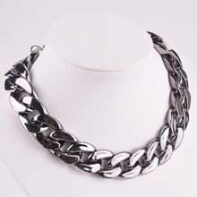 1pcs Free Shipping Fashion Wide Chain Necklace Braided Metal Statement Choker Necklaces for Women Jewelry Silver