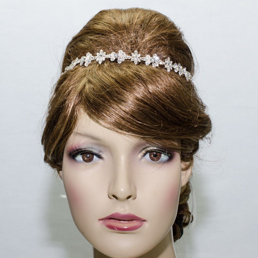Free Shipping Rhinestone Crystals Flower Headband Headdress Ribbon for Women Party Wedding Bridesmaid Bridal Jewelry 1012