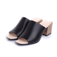 New arrival fashion brief thick heel open toe sandals and slippers genuine leather female shoes summer women’s shoes