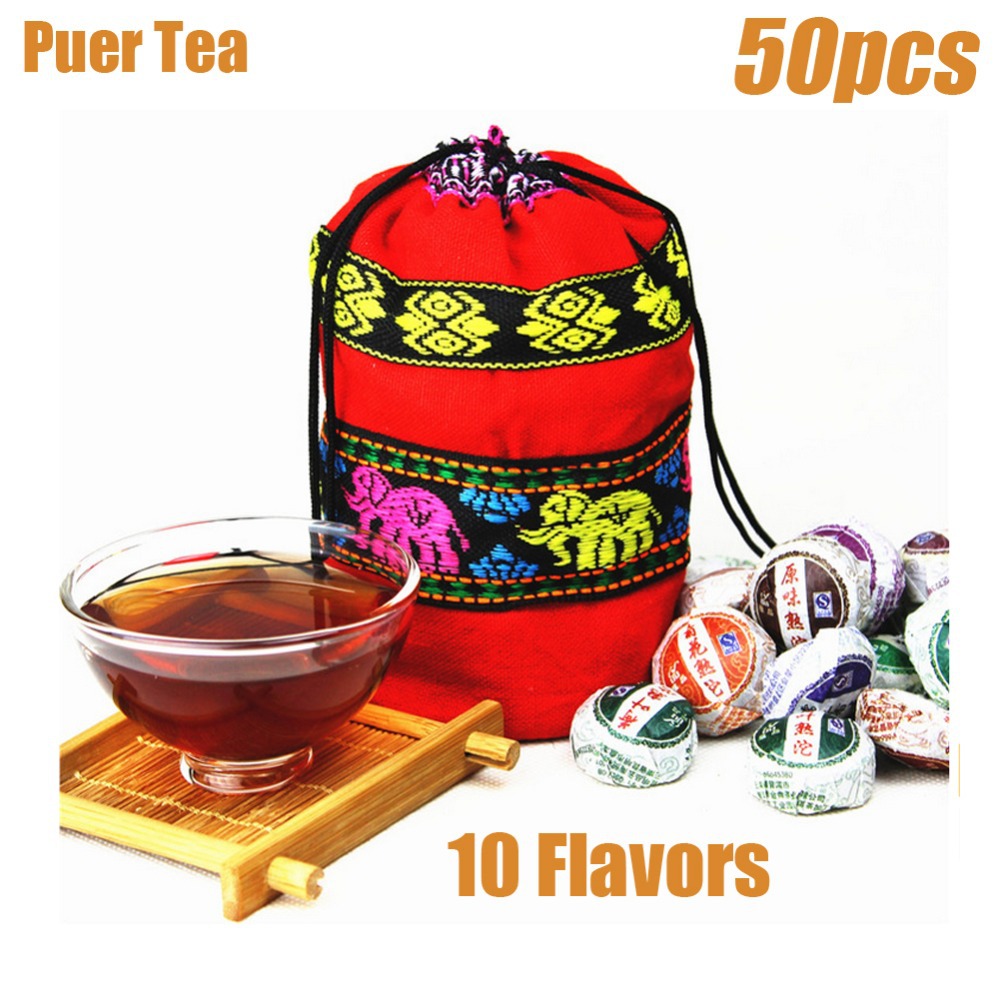 New 50pcs Mini Cake Pu Er Tea 10 Different Kinds Flavor Pu erh Yunnan Puer Tea