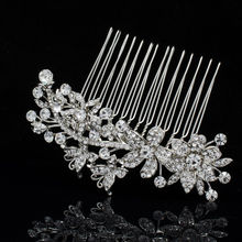 Fabulous Clear Rhinestone Crystal Flower Hair Comb Tiara Wedding Hair Accessories for Bridal Banquet Free Shipping