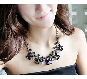 Triangle gem choker necklace chains korean hot fashion luxury jewelry stones and crystals women chain luxo