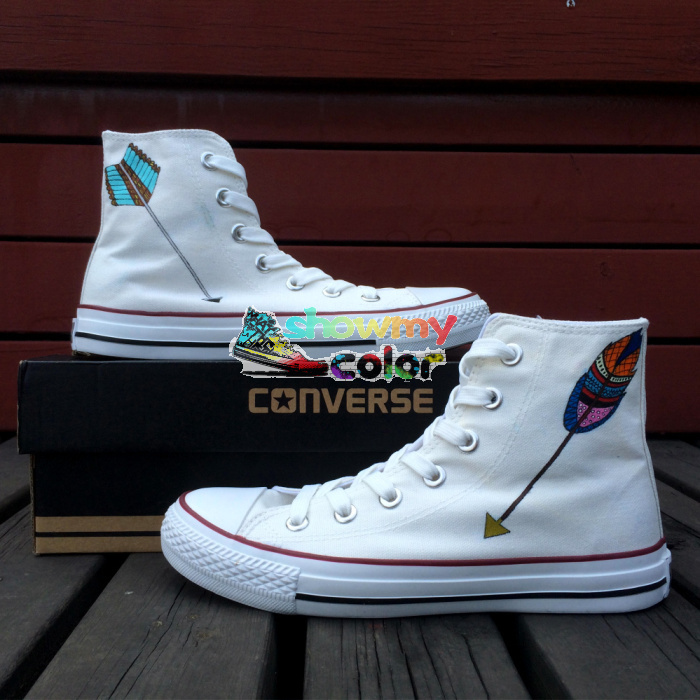 Tribal Arrow White Converse All Star Shoes Customizable Hand Painted Canvas Shoes for Men Women Design