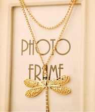 x43 New fashion personality hollow gold necklace lovely dragonfly wings necklace jewelry wholesale