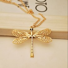 x43 New fashion personality hollow gold necklace free shipping lovely dragonfly wings necklace jewelry wholesale