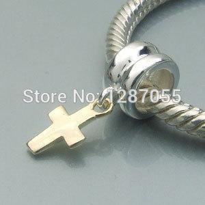 2014 New 925 Sterling Silver cross Pendants gold plated for women fit pandora bracelets Necklaces Charms