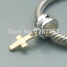 2014 New 925 Sterling Silver cross Pendants gold plated for women fit pandora bracelets & Necklaces Charms Crystal Accessories