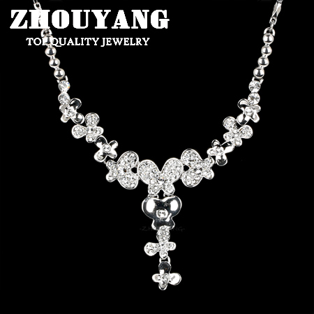 ZYN555 Love of Butterfly Women s Wedding Necklace 18K Platinum Plated Jewelry Rhinestone Made with Austrian