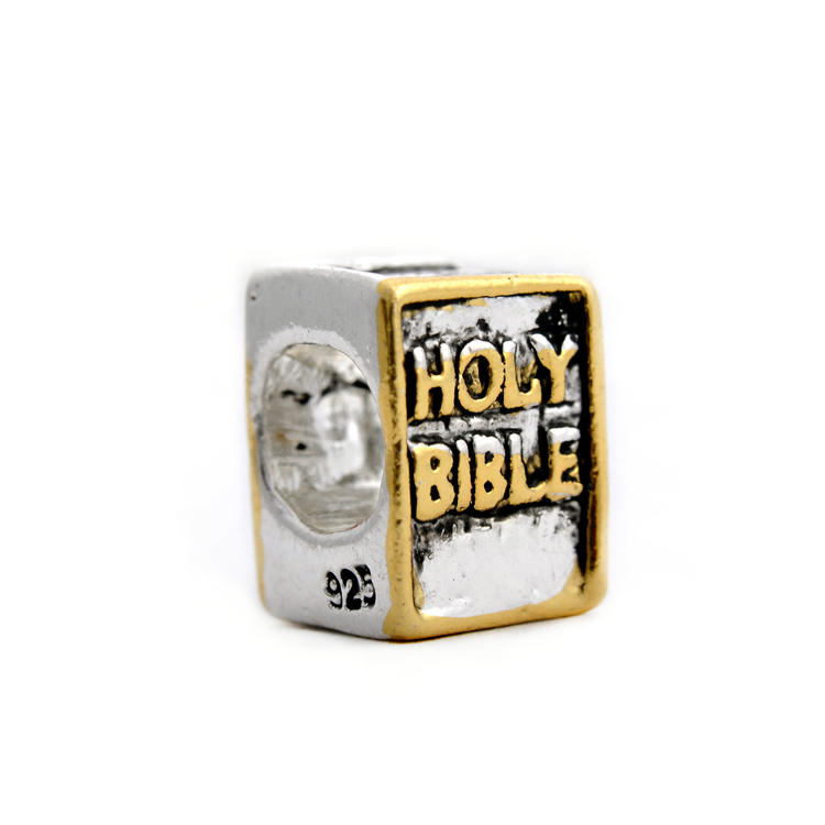 Free Shipping 1PC Jewelry Silver Bead Charm European Holy Bible Golden Silver Bead Fit Pandora BIAGI