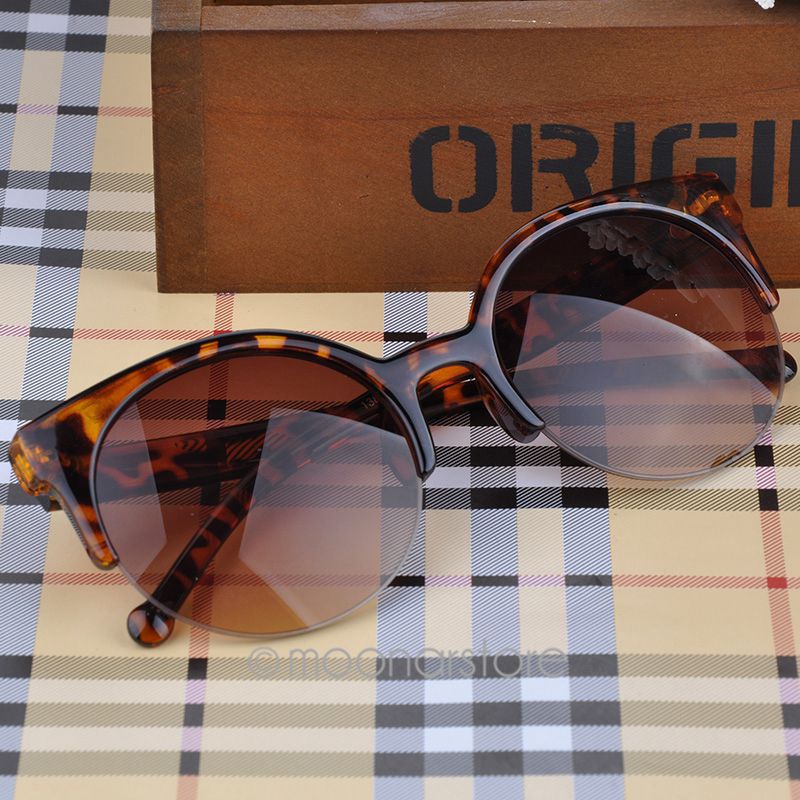 Unisex Vintage semi-Rimless óculos de meia quadro inspiraram círculo redo