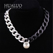new arrival punk bohemia big zinc alloy necklace chain pearl LOVE letter necklaces&pendants women choker necklace #N1664