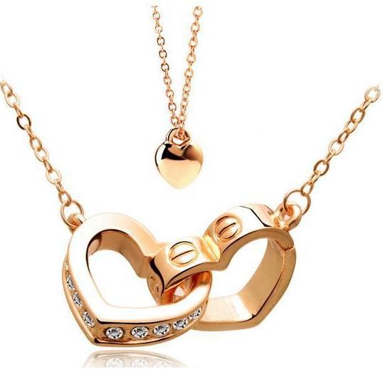 Double love peach heart full of necklace short paragraph female lock N306 B11