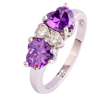 Free Shipping High Quality And Inexpensive Heart Cut Amethyst 925 Silver Ring Size 7 8 9 10 New Fashion Jewelry Gift For Women