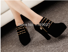 2014 Cheap Womens Platform Ankle Boots Chunky High Heels Zipper Leopard Faux Leather Autumn Boots For