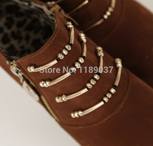 2014 Cheap Womens Platform Ankle Boots Chunky High Heels Zipper Leopard Faux Leather Autumn Boots For