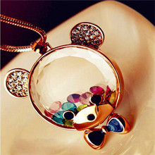 x274 Crystal Cartoon Cute Bear Sweater Chain Female Long Necklace With Jewelry Ornaments