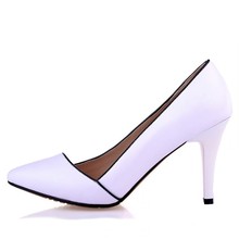  sexy stiletto pointed toe genuine leather pumps spring and autumn shoes fashion black and white