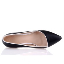  sexy stiletto pointed toe genuine leather pumps spring and autumn shoes fashion black and white