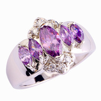 Wholesale Posh Delicate Marquise Cut Amethyst 925 Silver Ring Size 10 New Fashion Jewelry 2014 Gift For Women