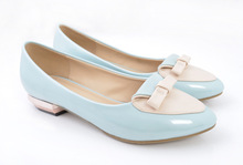 The autumn of 2014 new women’s shoe bow leather lining female shallow mouth shoe low with shoes bag mail