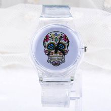 Fashion Fresh Summer Lovely Transparent Case Wristwatch Women Candy Color Quartz Rubber Band Wrist Watch Clock