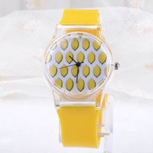 Fashion Fresh Summer Lovely Transparent Case Wristwatch Women Candy Color Quartz Rubber Band Wrist Watch Clock