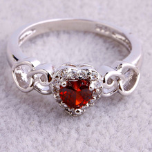 Fashion Jewelry Heart Cut Ruby Spinel 925 Silver Ring Size 6 7 8 9 10 11