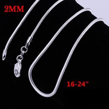 2MM 16-24inches snake chain NEW ARRIVE hot sale 925 sterling silver women men Necklace jewelry for pendant