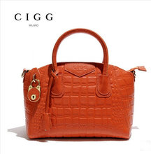 100%Genuine leather  OL handbag crocodile lines inclined shoulder bag  Fashion female bag  Single shoulder bag FREE SHIPPING