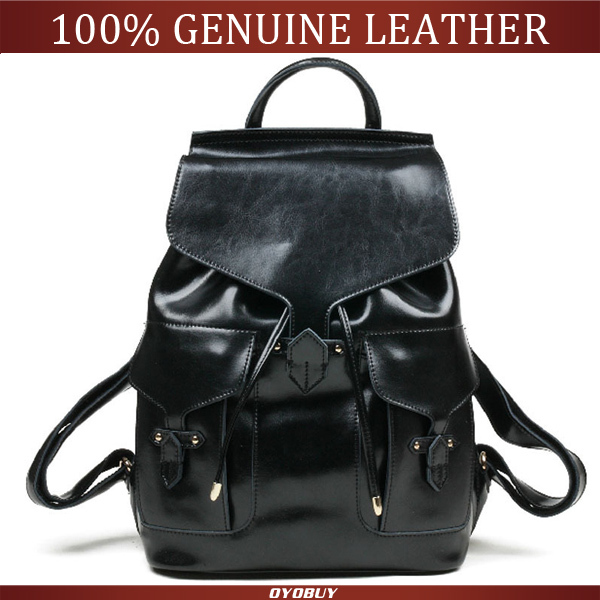 New 2014 Women Backpacks Shoulder Bags Designer Brand Hiking Backpacks Vintage Women s Genuine Leather Black