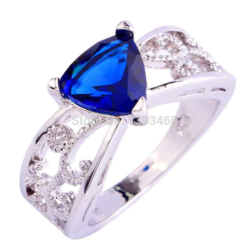 New Fashion Jewelry Sapphire Quartz 925 Silver Ring Size 6 7 8 9 10 11 12