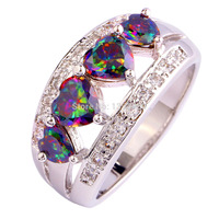 Heart Cut Rainbow Topaz 925 Silver Ring Mysterious Size 6 7 8 9 10 11 12 New Fashion Jewelry 2014 Gift For Women Wholesale
