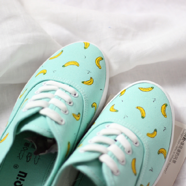 free shipping 2015 spring women shoes mint green small shallow mouth canvas shoes women hand painted