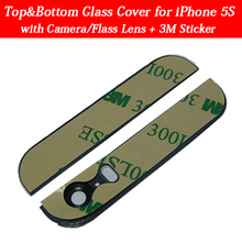 1Set/Lot High Quality Back Housing Top Bottom Glass Cover with Camera Lens & Flash Lens + 3M Adhesive Tape for iPhone 5S Parts
