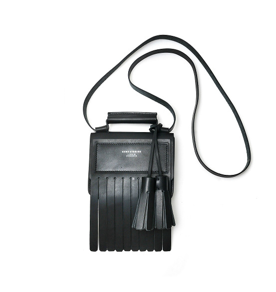 2014 new arrival ACNE woman shoulder bag black tassel genuine leather women black satchel superior cow