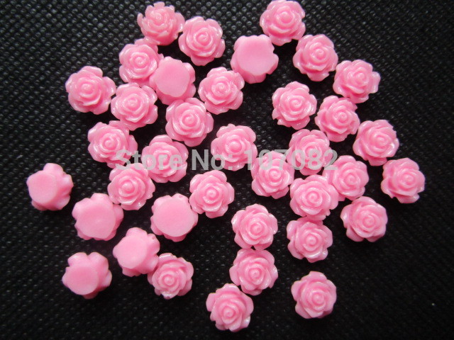 100pcs lot 10mm Pink Resin Flower Flatbacks Cabochon For Scrapbooking Card Making DIY Jewelry Phone Pod